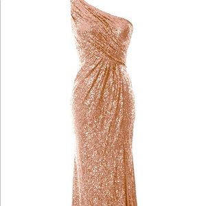 Gold sequin one shoulder gown
